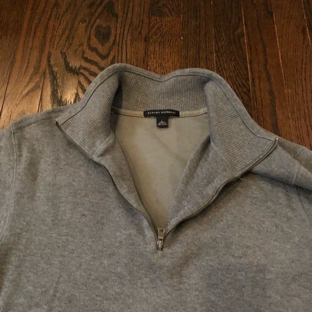 Banana Republic Men’s L Dark Gray High-Collar 1/4 Zip Long-Sleeve Sweater - EUC! - Picture 7 of 10